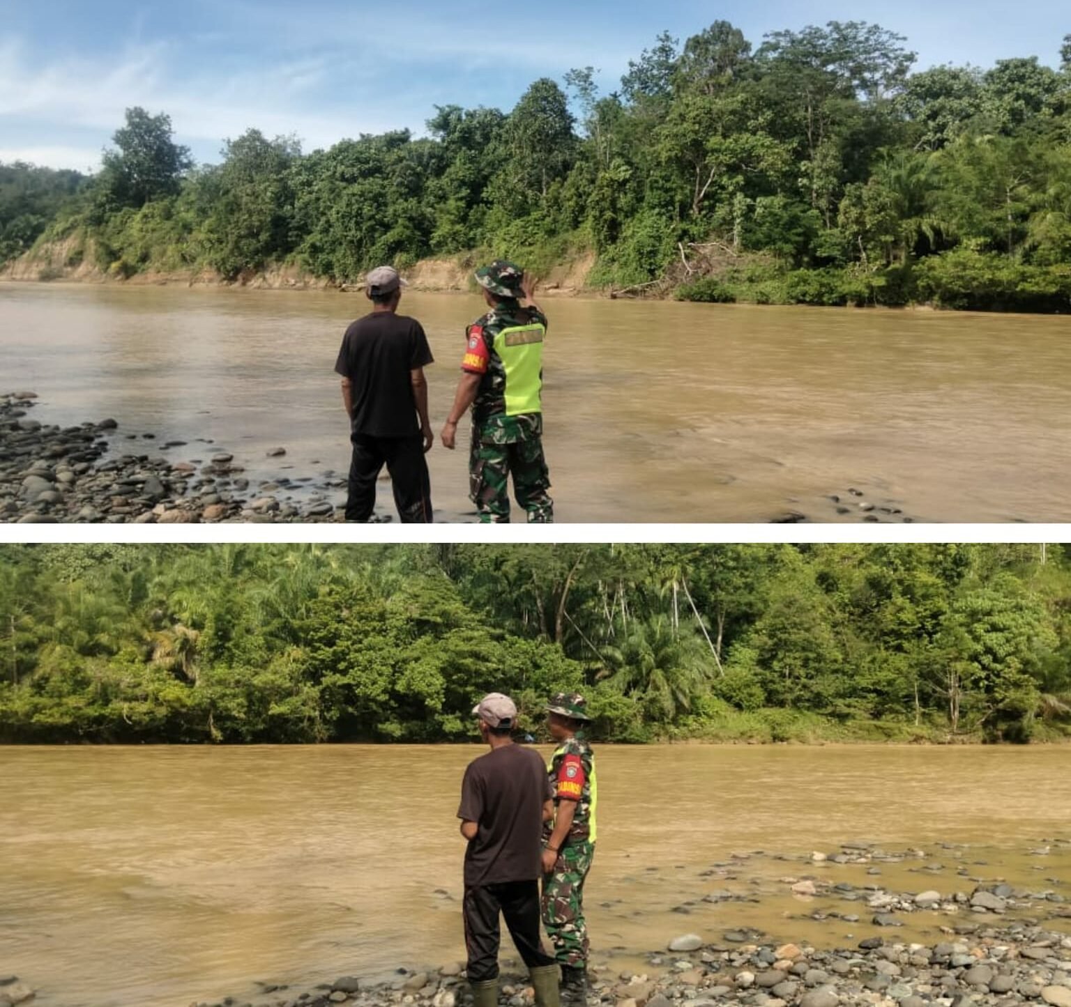 Deteksi Dini Luapan Air Sungai Babinsa Koramil 01 Sungai Mas Koptu Taufik Alhidayah Imbau Warga Aceh Barat Selalu Waspada