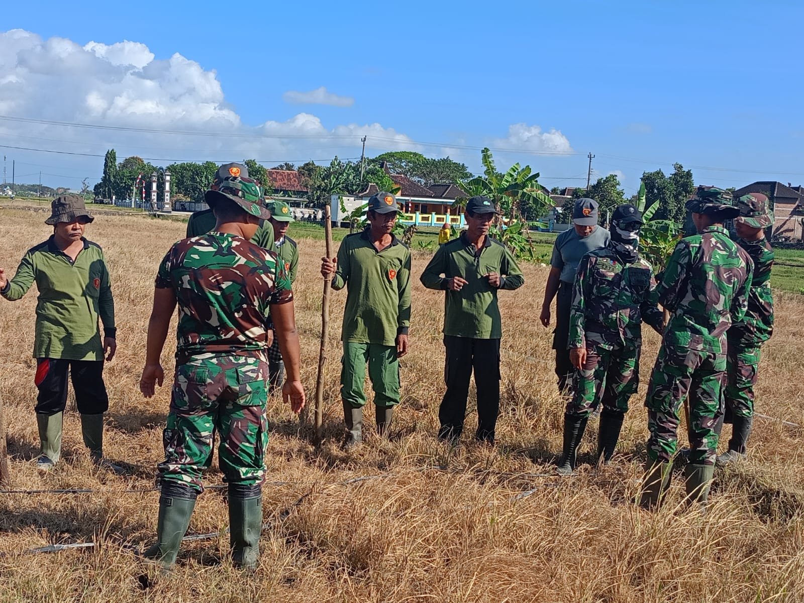 Satgas TMMD Reguler ke-129 dan Warga Parangjoro Tanam Jagung di Sukoharjo