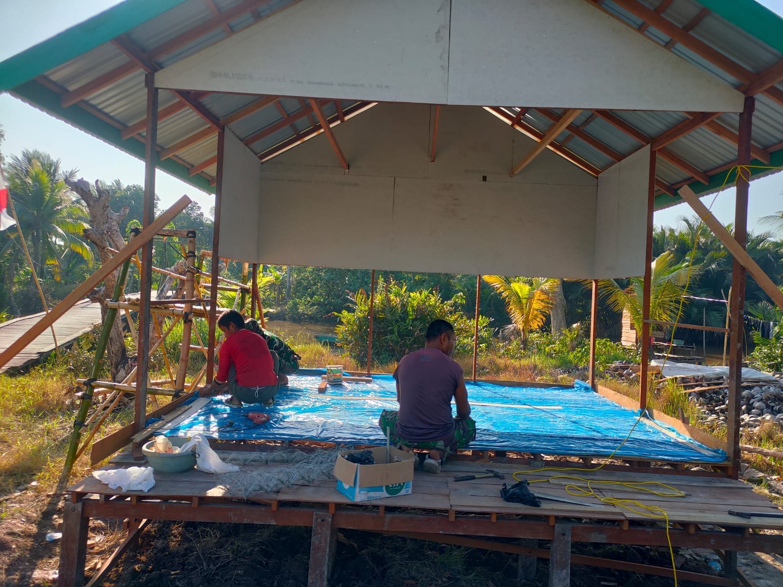 Pos Kamling di Desa Tamban Bangun Mencatat Progres Positif melalui TMMD Ke-129
