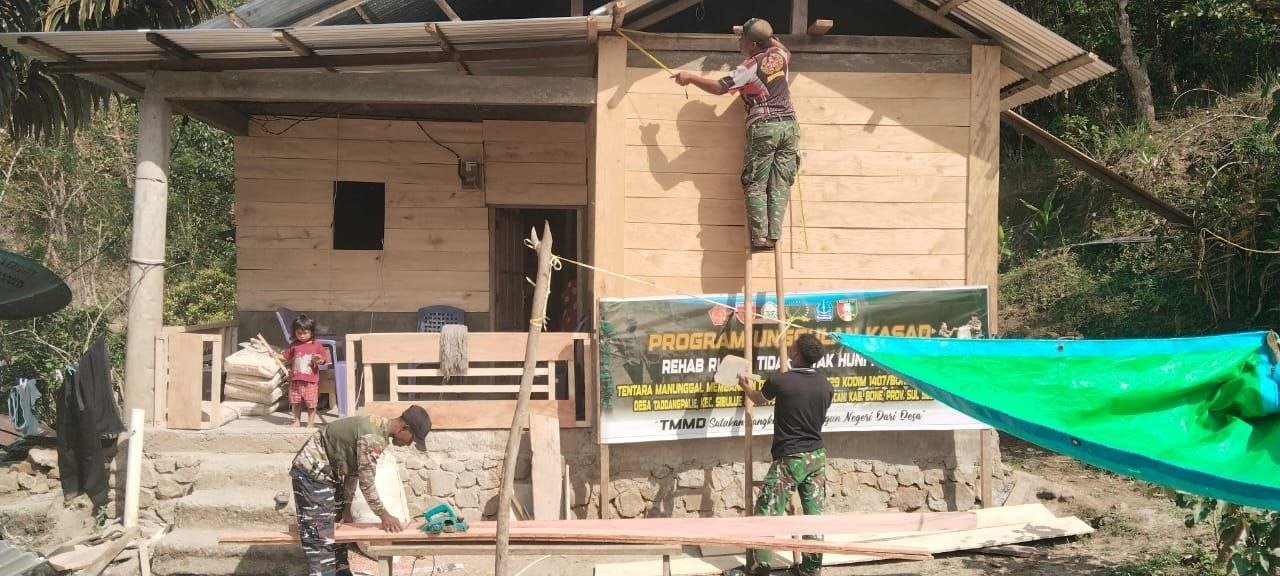 TMMD ke-129: Progres Rehab Rumah Demmang di Bone Terus Berjalan