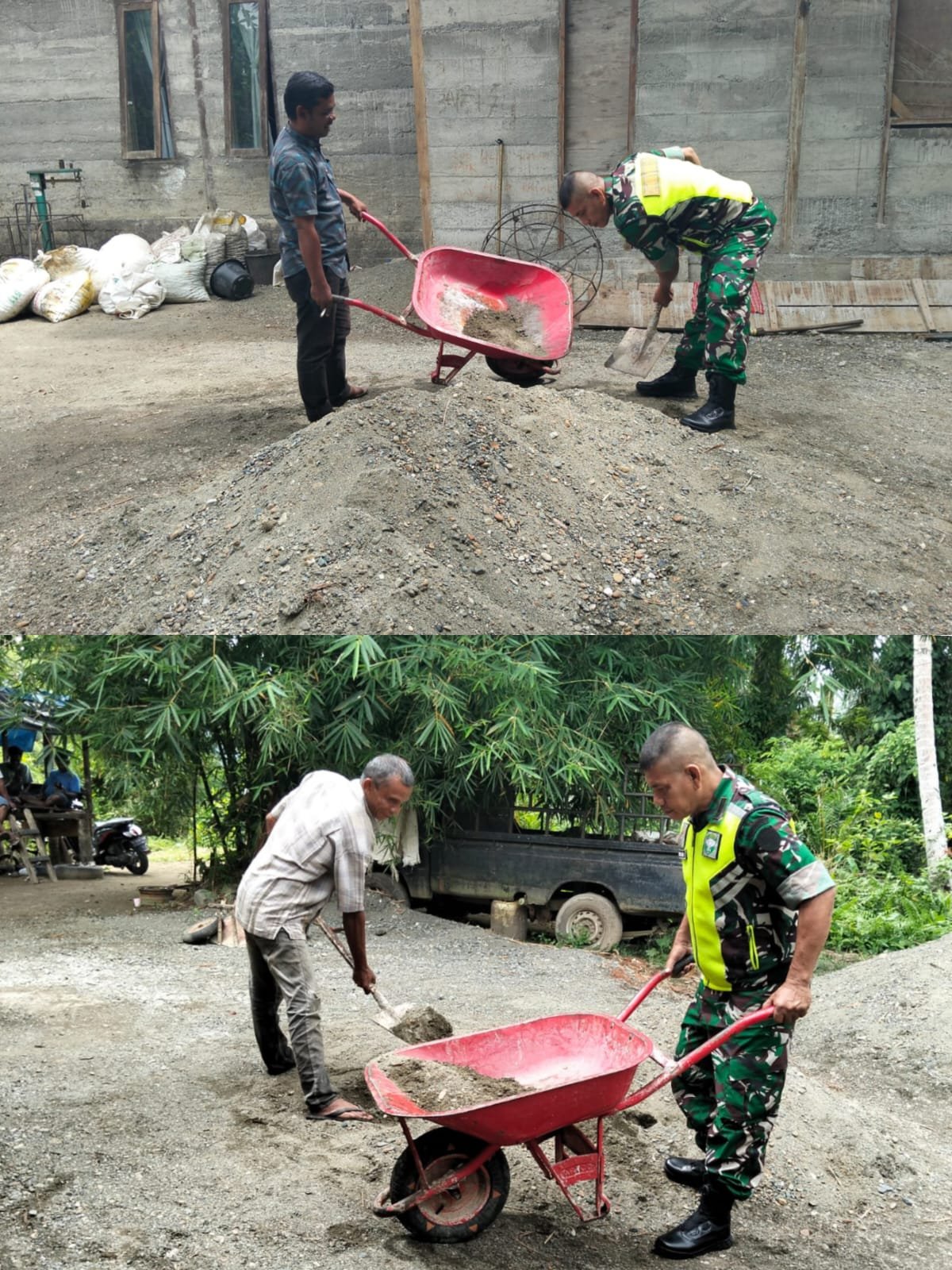 Pererat Silaturahmi Lewat Gotong Royong, Babinsa Kaway XVI Bantu Warga Keude Aron